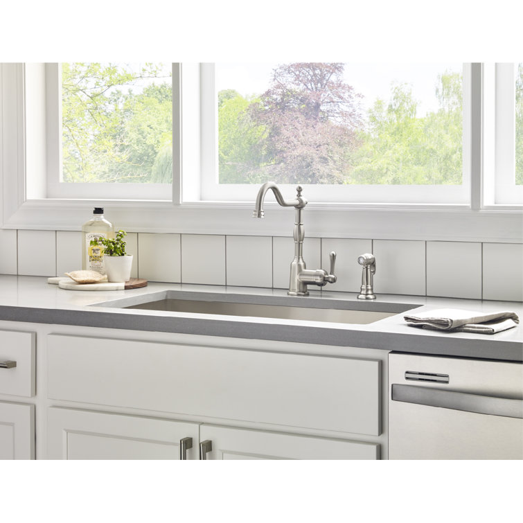 Opulence Stainless Steel Single Handle Kitchen Faucet with Side Spray
