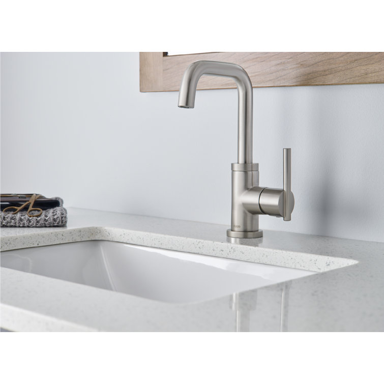 Sleek Modern Parma Single Hole Brushed Nickel Bathroom Faucet