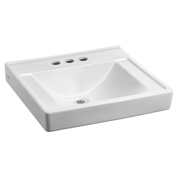Decorum White Ceramic Wall-Mount Rectangular Bathroom Sink