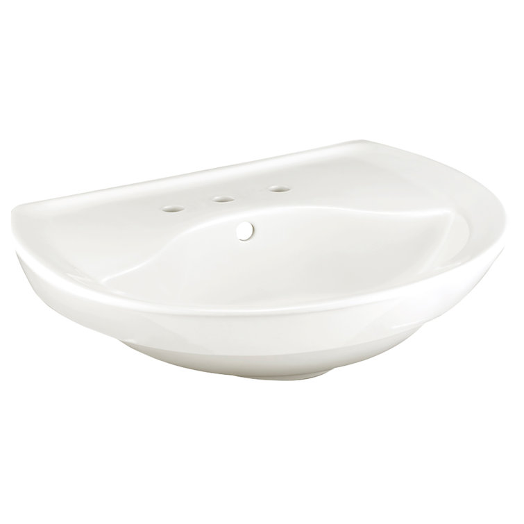White Ceramic 24.5'' U-Shaped Bathroom Sink