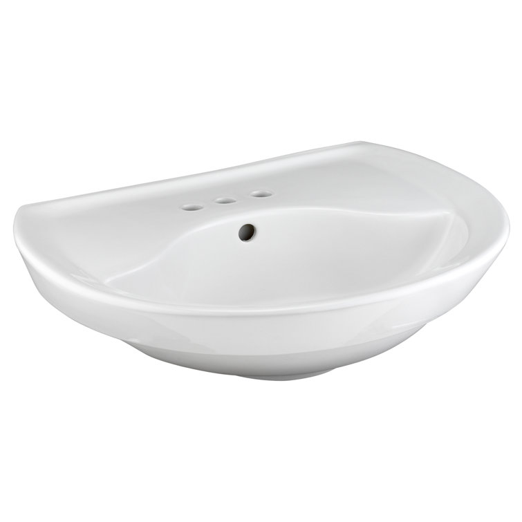 White Ceramic Pedestal Bathroom Sink with Chrome Stand