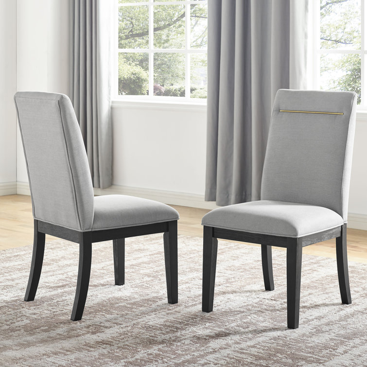 Gray and Black 7-Piece Extendable Dining Set with Upholstered Chairs