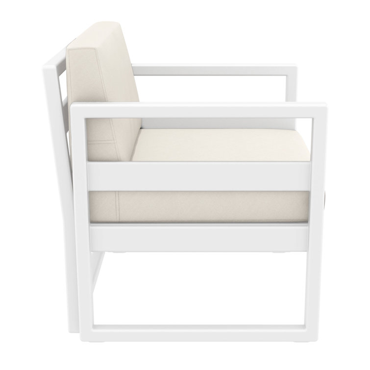 White UV Resistant 3 Piece Lounge Seating Group with Cushions