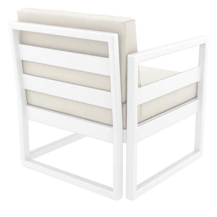 White UV Resistant 3 Piece Lounge Seating Group with Cushions