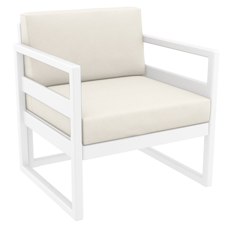 White UV Resistant 3 Piece Lounge Seating Group with Cushions