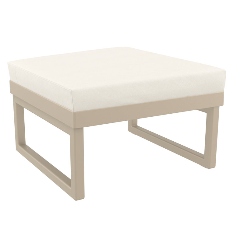 Taupe Square Outdoor Ottoman with Natural Sunbrella Cushion