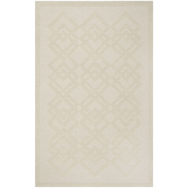 Ivory Diamond Braided Handmade Wool 5' x 8' Area Rug