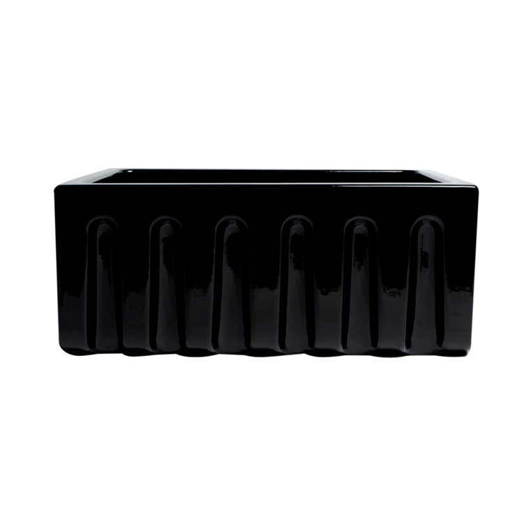 24'' Gloss Black Fireclay Farmhouse Drop-In Sink