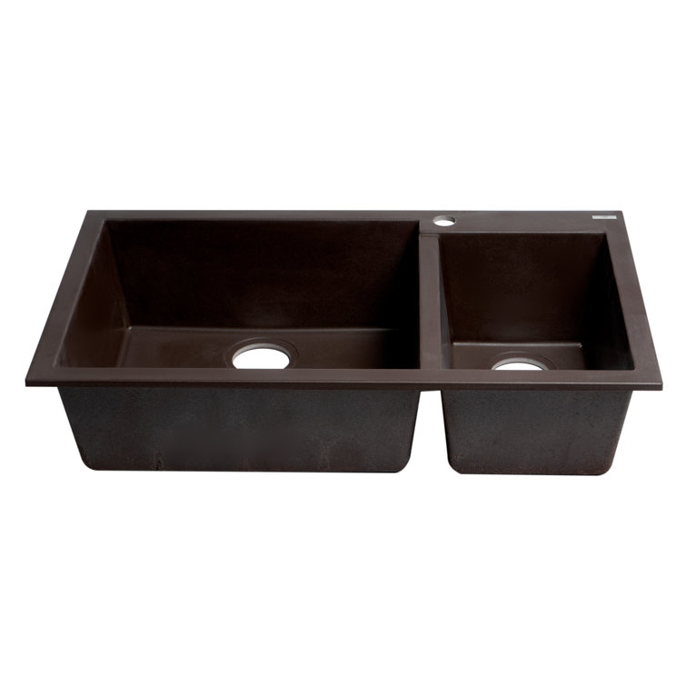 Chocolate Granite Double Bowl Drop-In Kitchen Sink