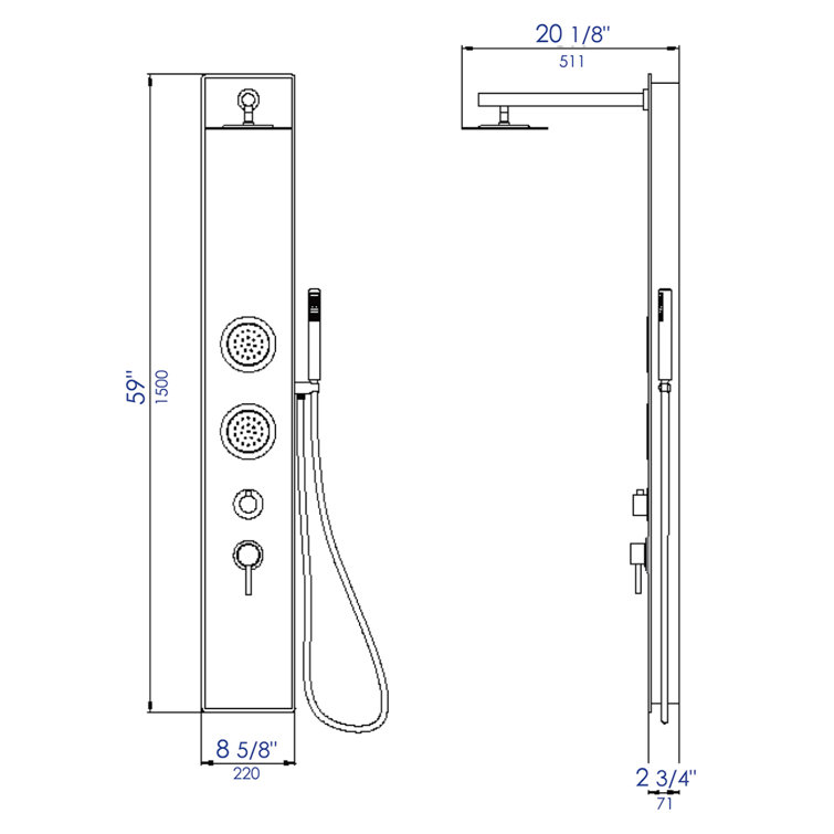 59'' Shower Panel with Adjustable Shower Head