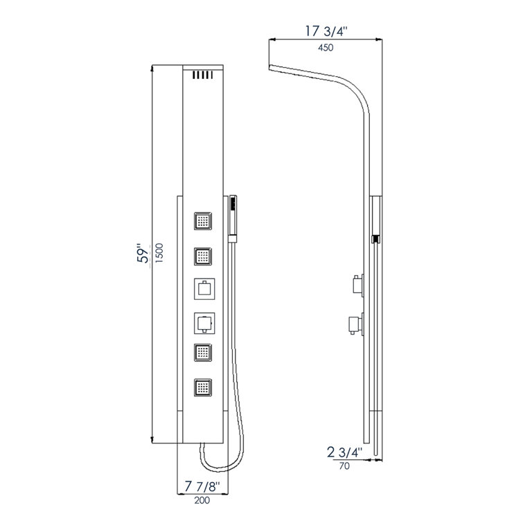 Modern Stainless Steel Shower Panel with 4 Body Sprays
