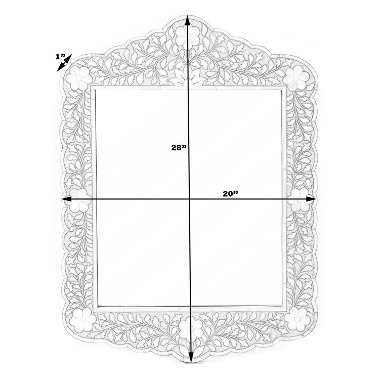 Blue and White Ornate Rectangular Wood Wall Mirror