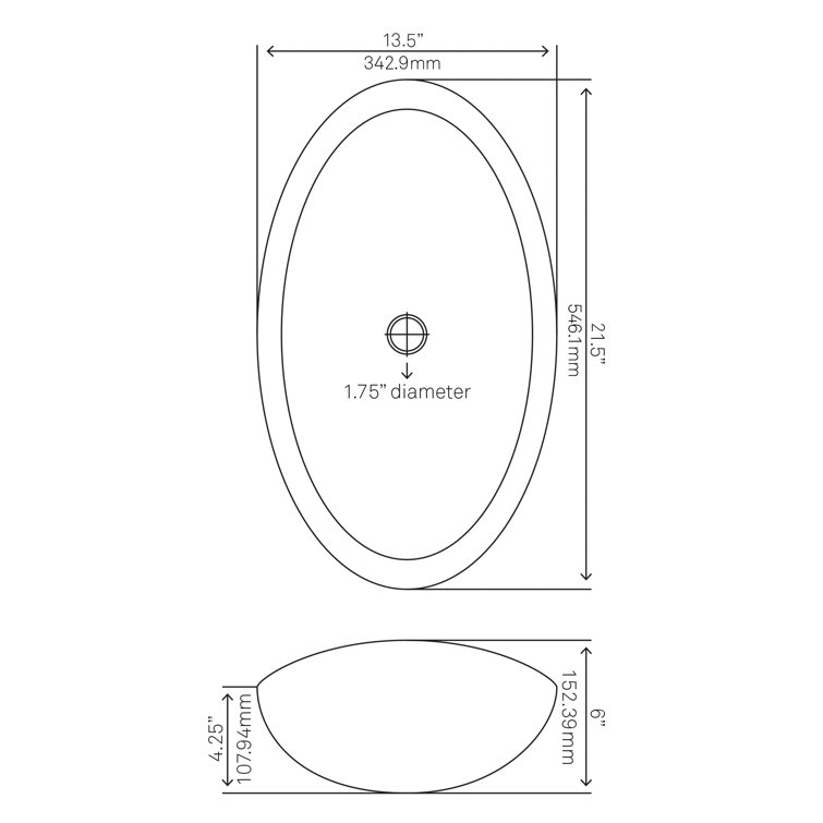 22'' Black and Copper Glass Oval Vessel Sink