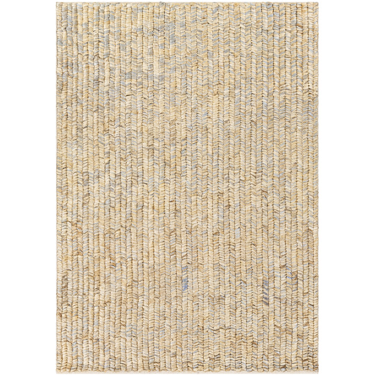 Handmade Beige and Medium Gray Rectangular 8' x 10' Rug