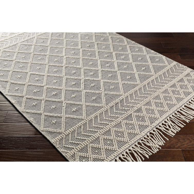 Ivory Spot Handmade Wool Rug 45"x27" with Easy Care