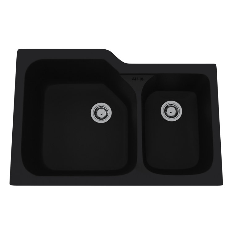 Allia 33" Fireclay 2 Bowl Undermount Kitchen Sink