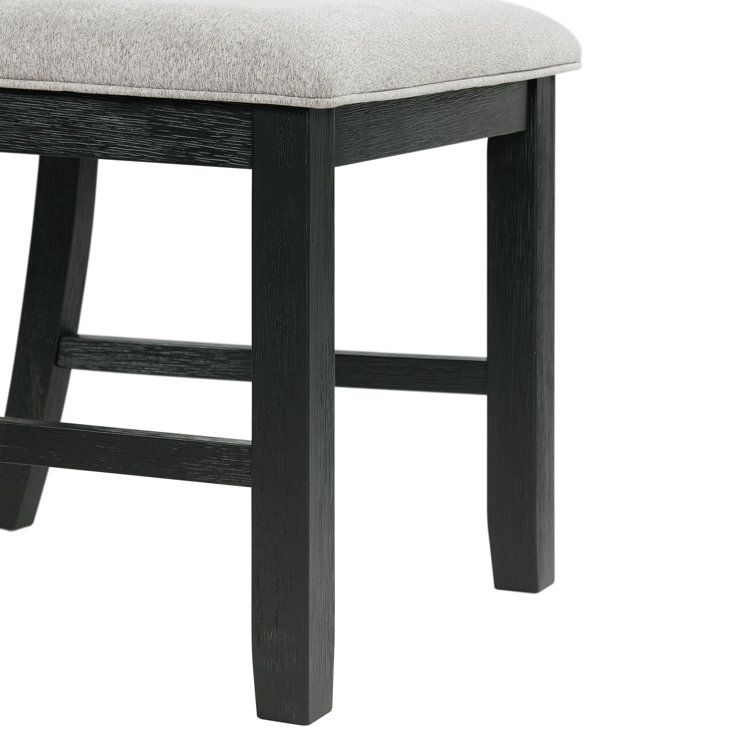 Black Upholstered Ladderback Wood Side Chair