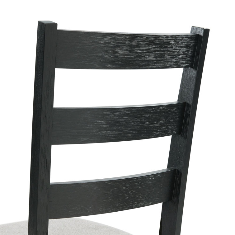 Black Upholstered Ladderback Wood Side Chair