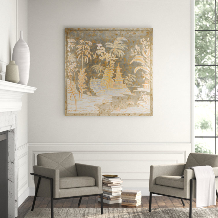 Enchanted Elegance Golden Wood Framed Silk Painting