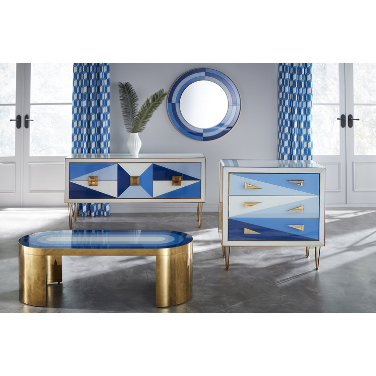 Harlequin 25'' Round Blue Metal and Glass Mirror