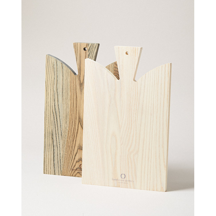 Gray and Natural Hand-Carved Wooden Bread Board