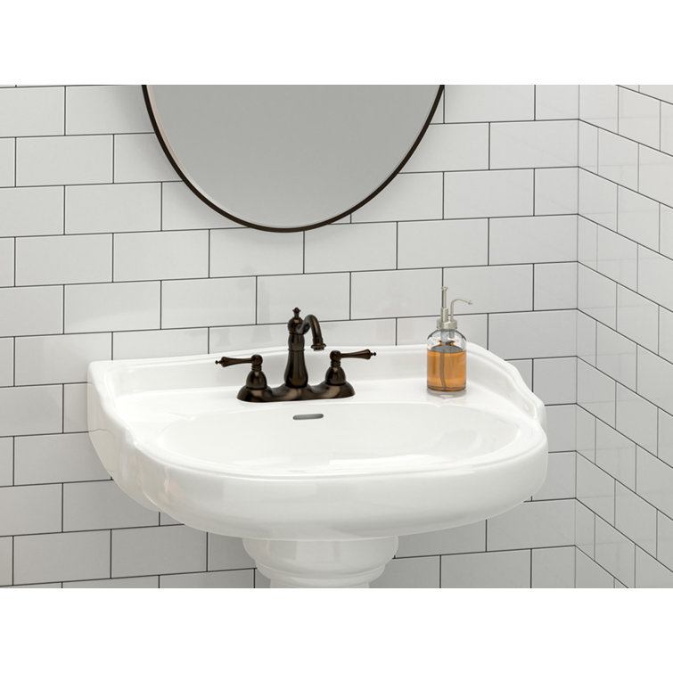 Victoria 26" White Ceramic Pedestal Bathroom Sink with Overflow