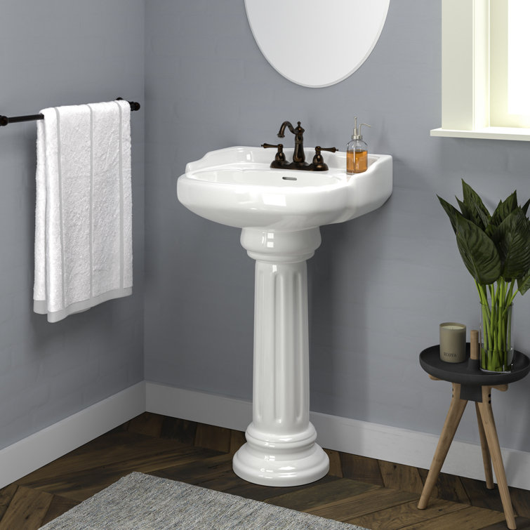 Vicki White Vitreous China Oval Pedestal Bathroom Sink