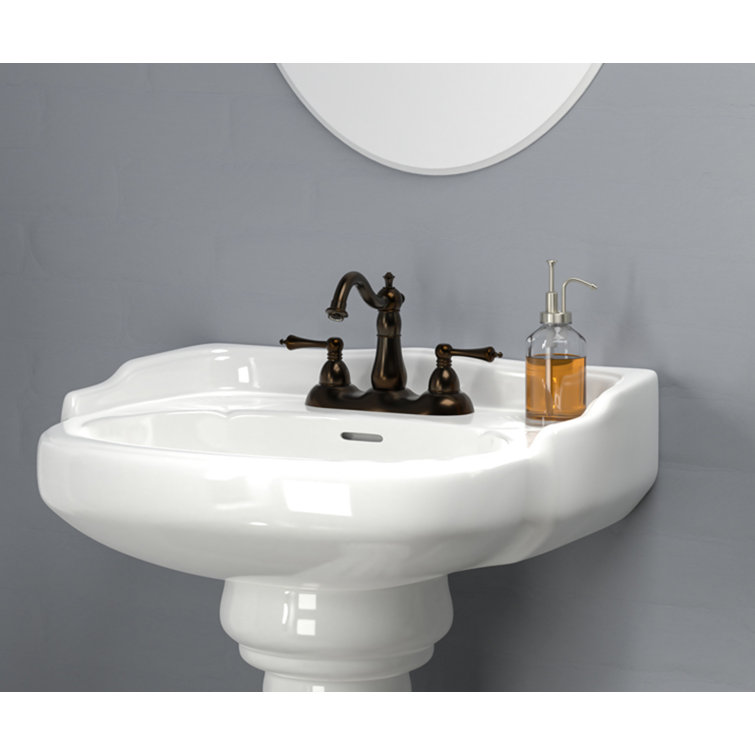 Vicki White Vitreous China Oval Pedestal Bathroom Sink