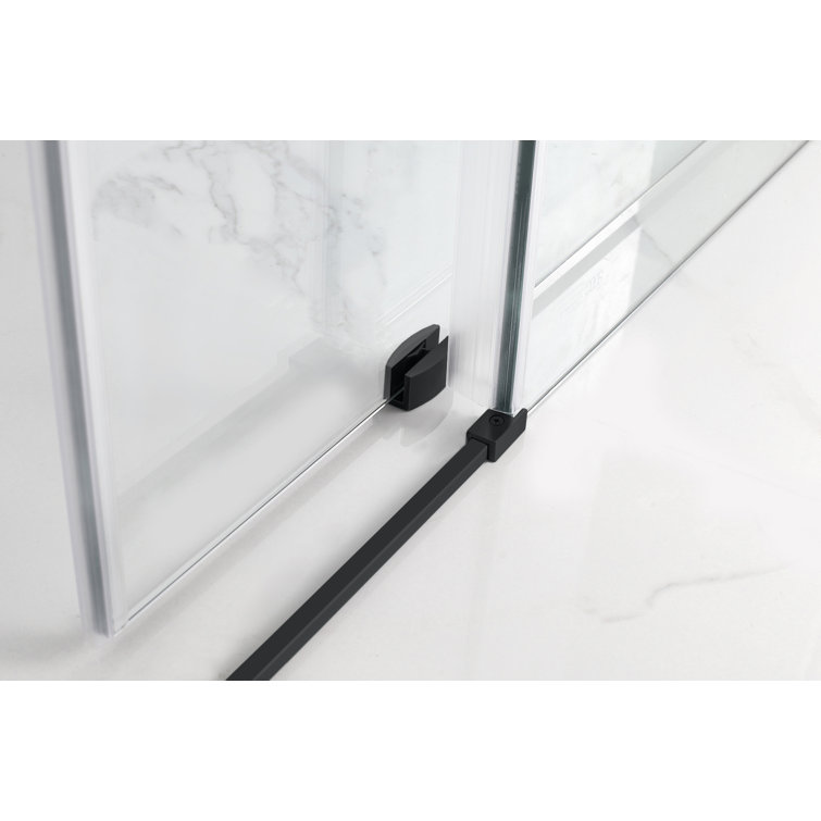 Coraline XL Matte Black Frameless Sliding Shower Enclosure