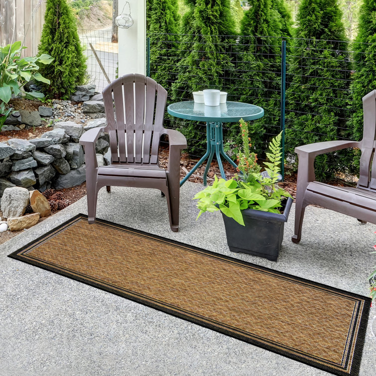 Chestnut and Black Flatwoven Synthetic Runner Rug
