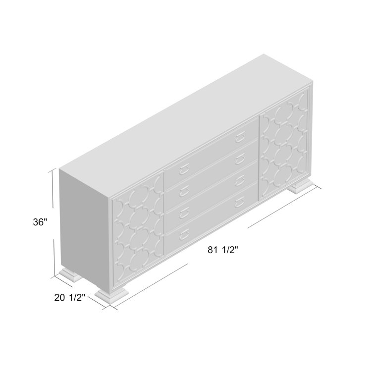 Santa Barbara Transitional Mirrored 4-Drawer Buffet in Sandstone
