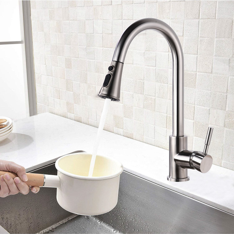 Brushed Gold Stainless Steel Pull Down Kitchen Faucet