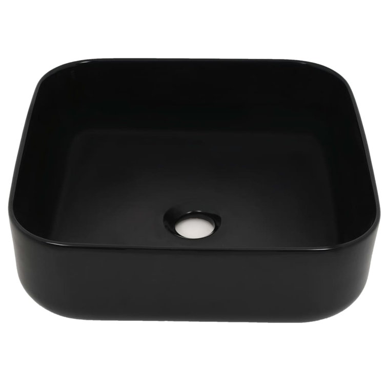 Square Black Ceramic Bathroom Basin 15"x15"x5.3"