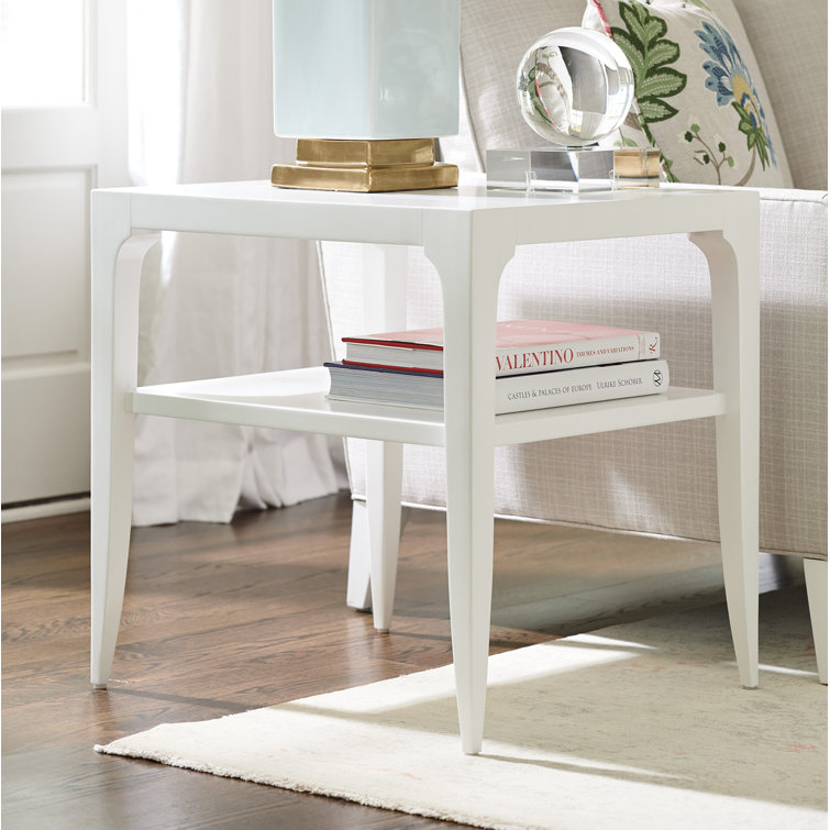 Crisp White Transitional Wood Rectangular End Table