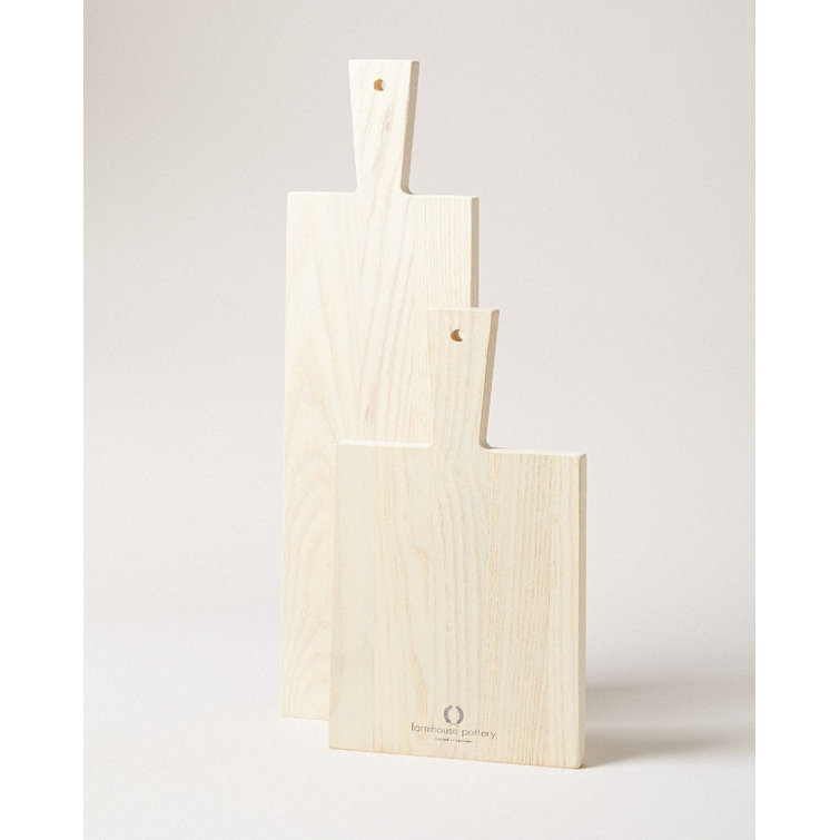 Large White Ash Wood Rectangular Cutting Board with Handle