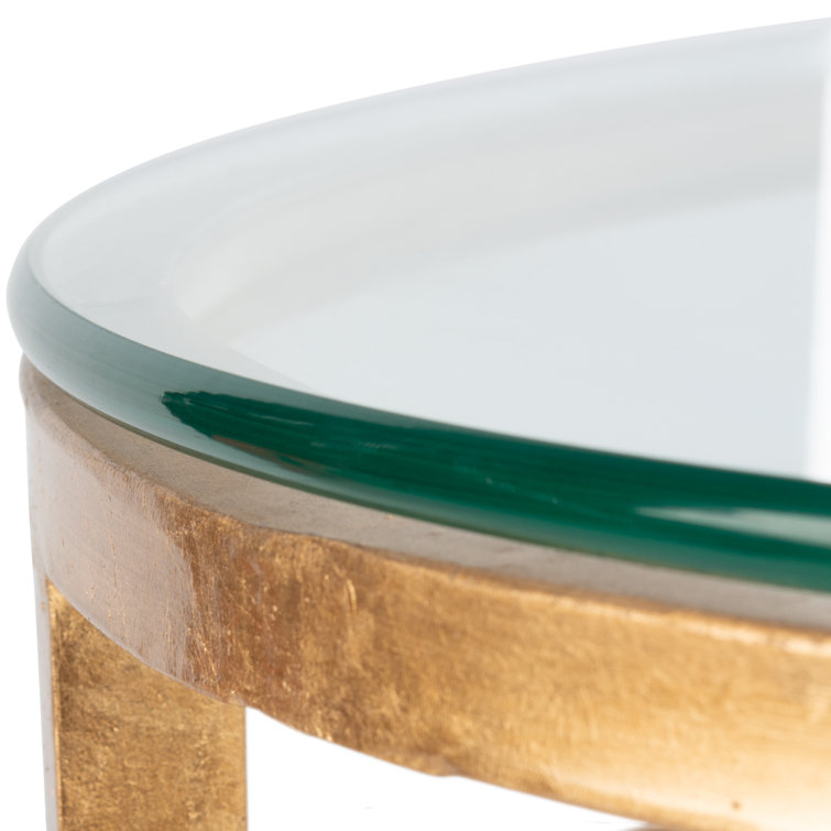 Ingmar Round Antique Gold Metal and Glass Side Table