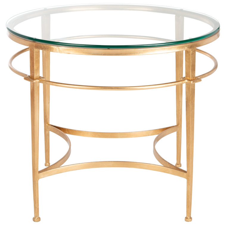 Ingmar Round Antique Gold Metal and Glass Side Table