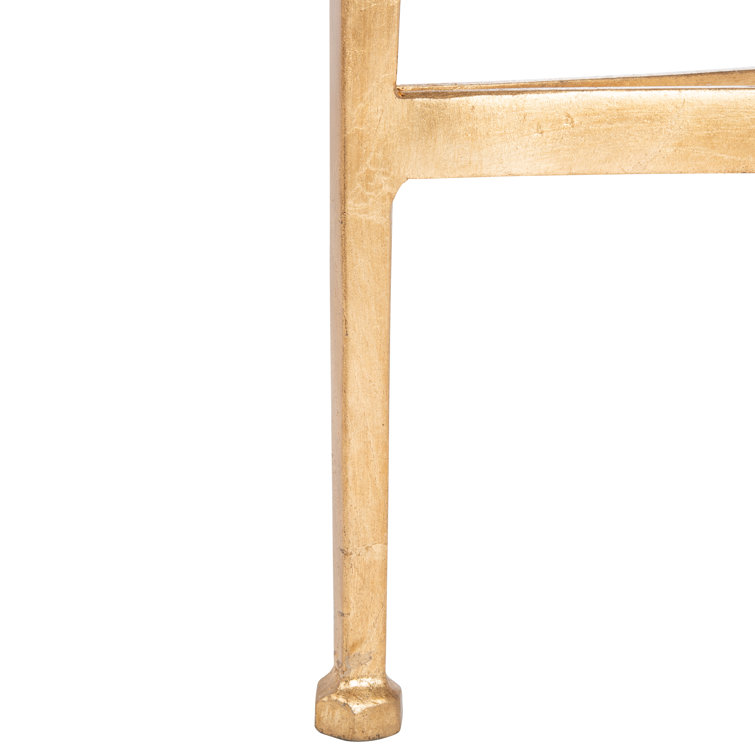 Ingmar Round Antique Gold Metal and Glass Side Table