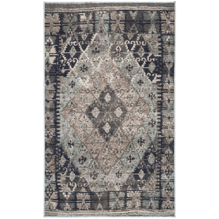 Blue Medallion Easy-Care 5' x 7' Synthetic Area Rug
