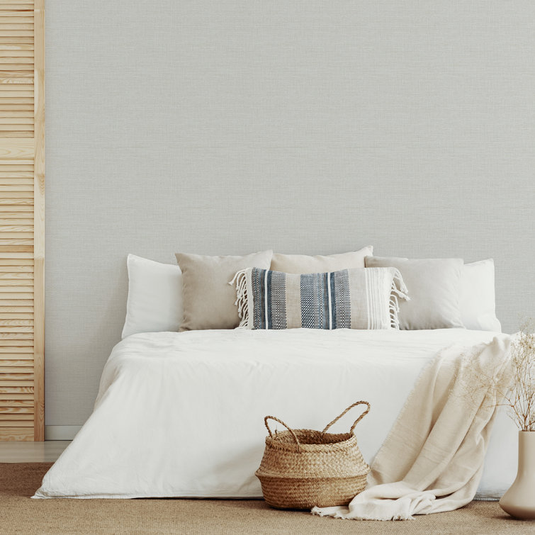 Agave Light Blue Faux Grasscloth Non-Woven Wallpaper