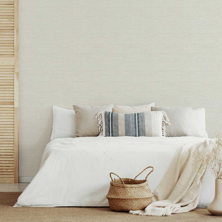 Agave Off-White Faux Grasscloth Non-Woven Wallpaper