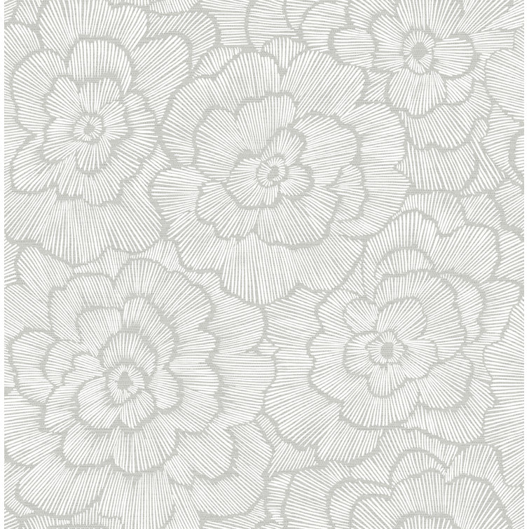 Light Gray Floral Embossed Non-Woven Wallpaper Roll