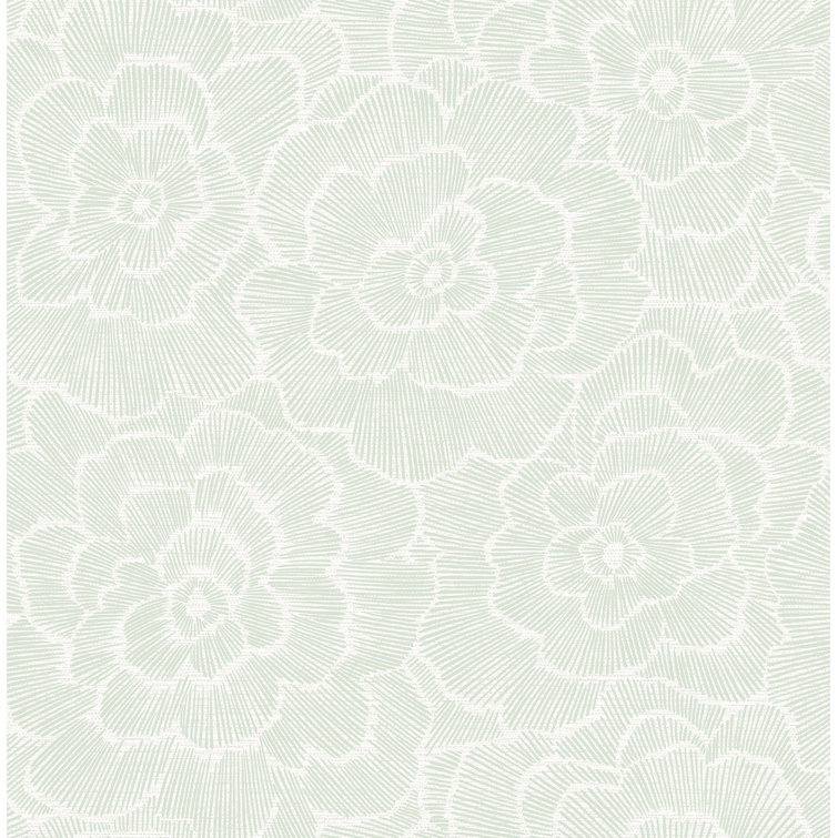 Periwinkle Green Textured Floral Non-Pasted Wallpaper