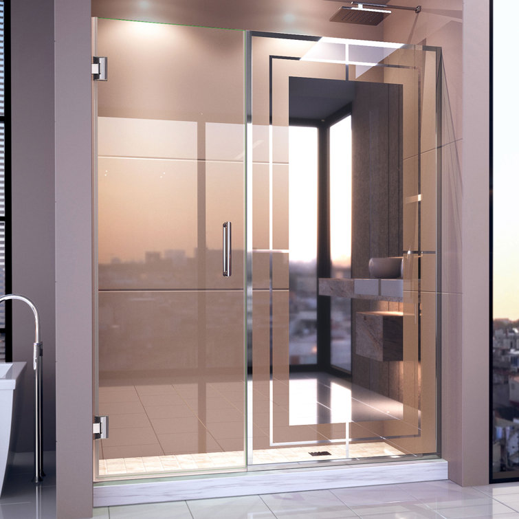 Unidoor Mira 58" x 72" Frameless Chrome Hinged Shower Door