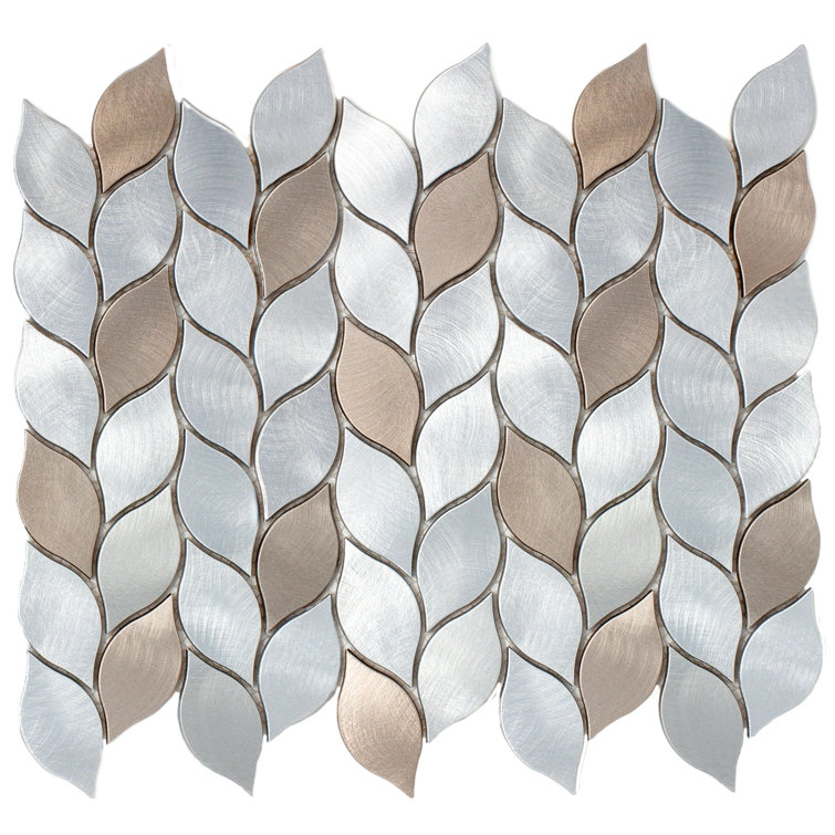 Bronze and Silver Leaf Metal Mosaic Wall Tile