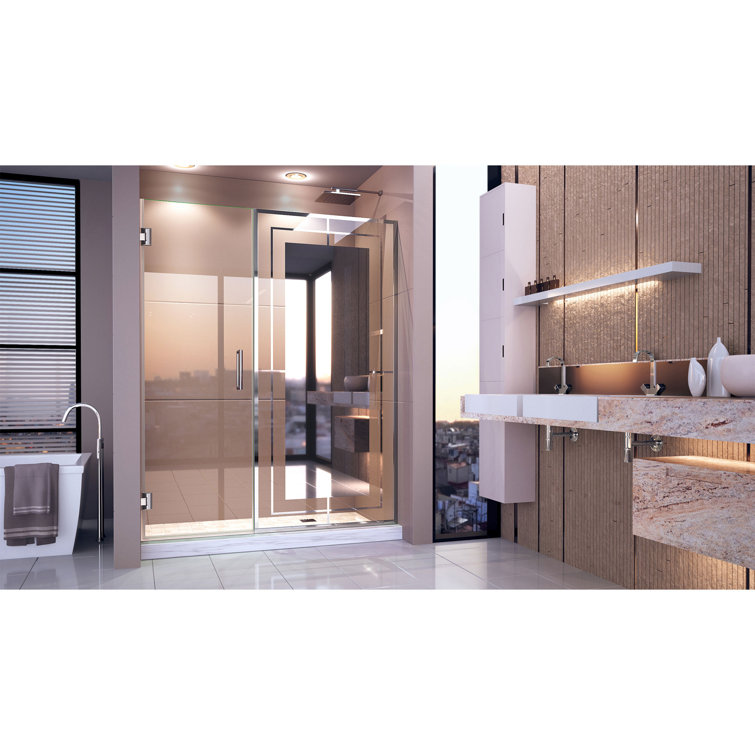 Unidoor Mira 58" x 72" Frameless Chrome Hinged Shower Door