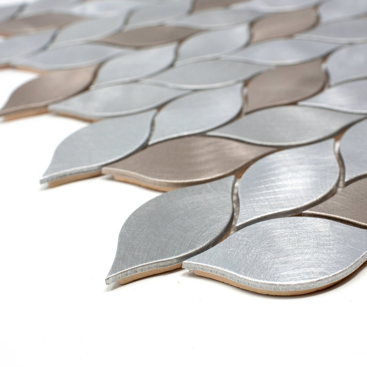 Bronze and Silver Leaf Metal Mosaic Wall Tile