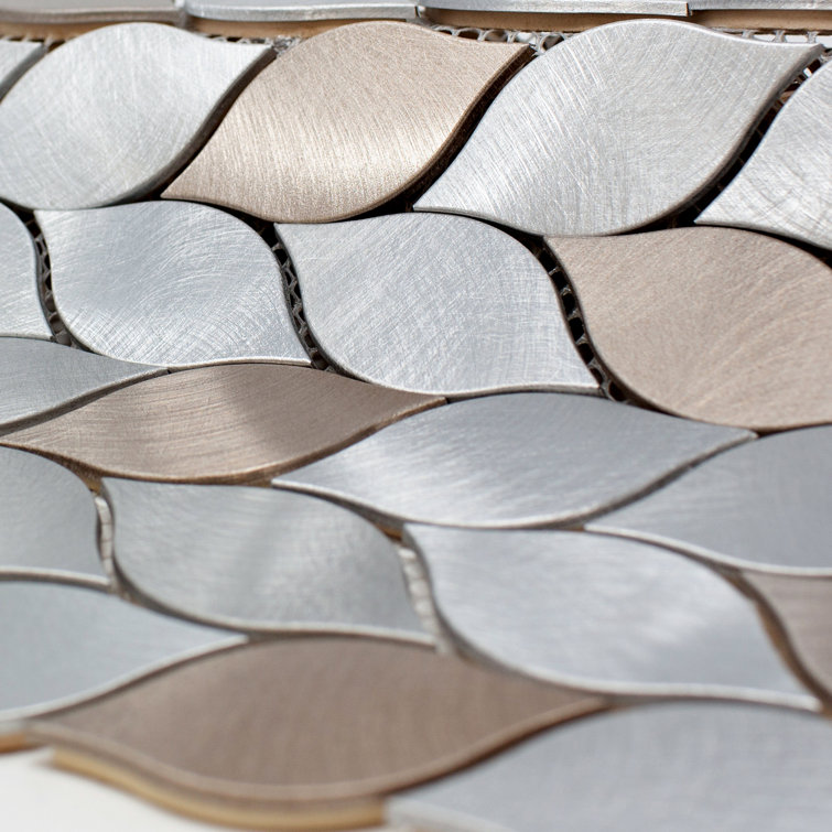 Bronze and Silver Leaf Metal Mosaic Wall Tile