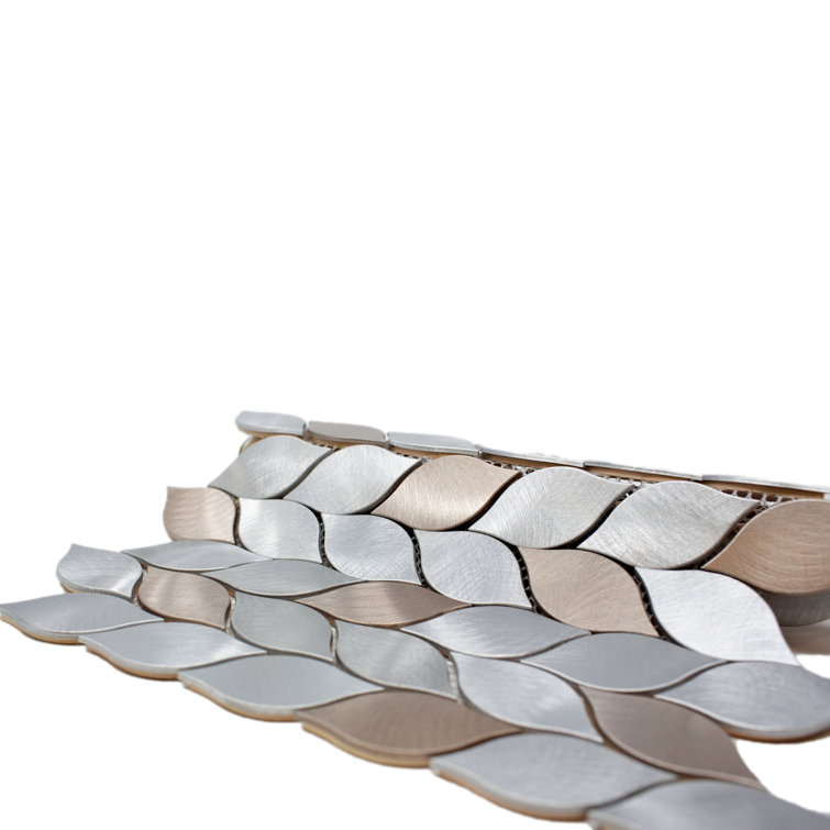 Bronze and Silver Leaf Metal Mosaic Wall Tile