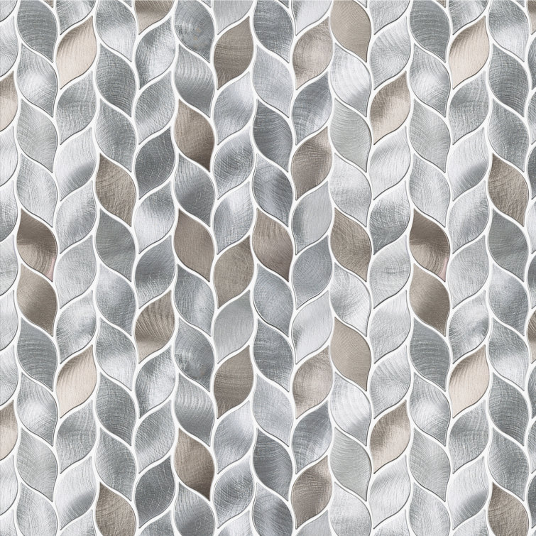 Bronze and Silver Leaf Metal Mosaic Wall Tile
